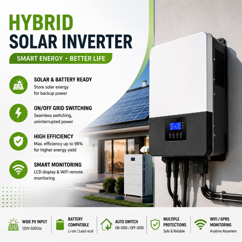 Low Voltage Hybrid Solar Inverters 3KW 5KW 7KW Matching Low Voltage LiFePO4 Battery Pack