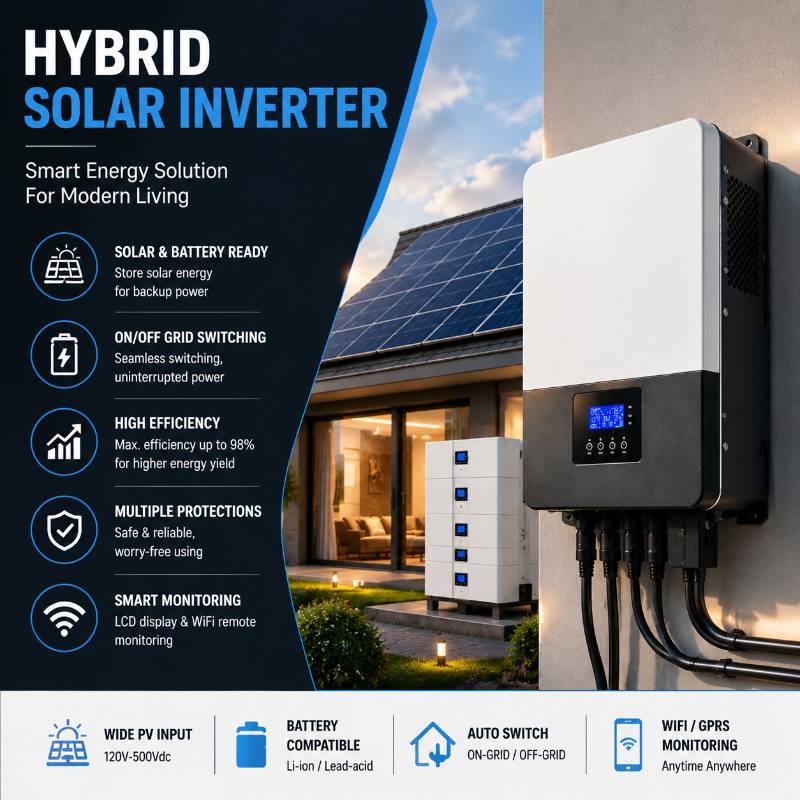 Single Phase Wall-mounted Hybrid Solar Inverters 3.6KW 5.6KW 6KW Household PV Storage System
