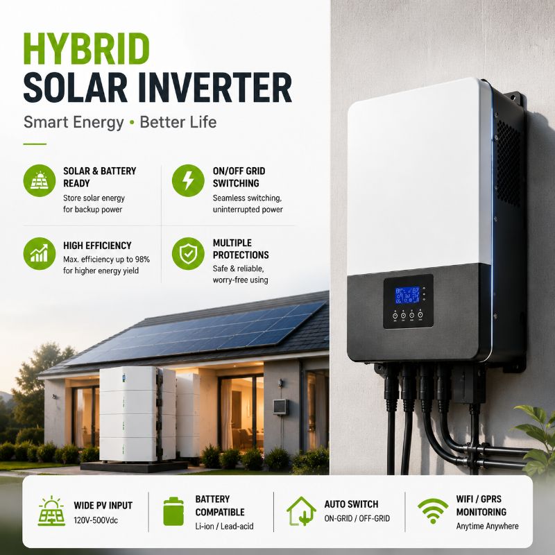 Wide Voltage Hybrid Solar Inverters 4KW 6KW 8KW Telecom Station Monitoring Equipment Power