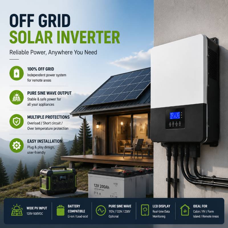 Pure Sine Wave Off Grid Solar Inverters 2KW 4KW 6KW for Mountain Remote Household Power Supply